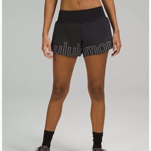 Lululemon speed up mid rise lined logo 4” short